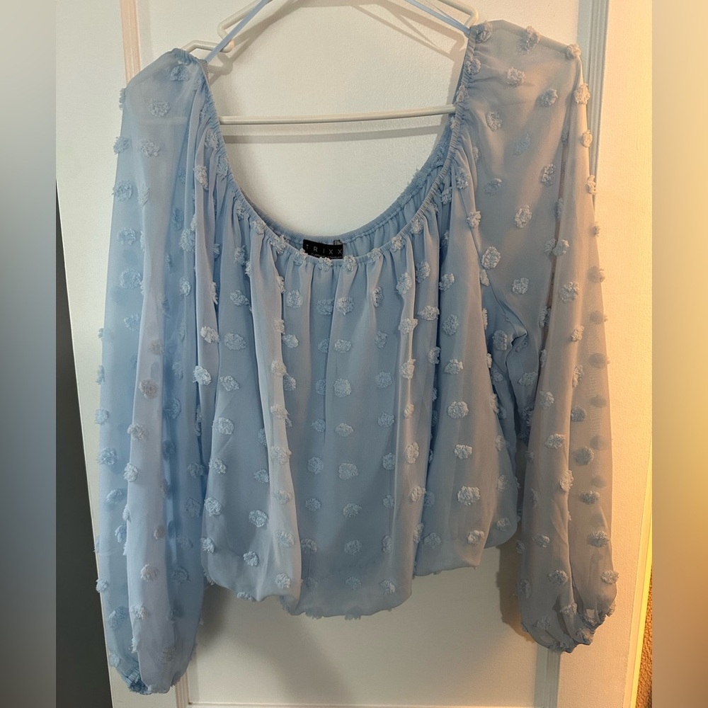 Trixxi Light Blue Textured Blouse